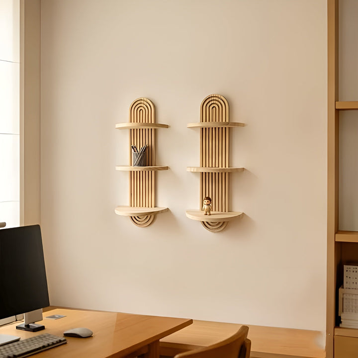 Boho Wall Shelf Made of Solid Wood – Multi-Tier and Space-Saving | For Living Room, Bedroom, and Hallway | Stornfield