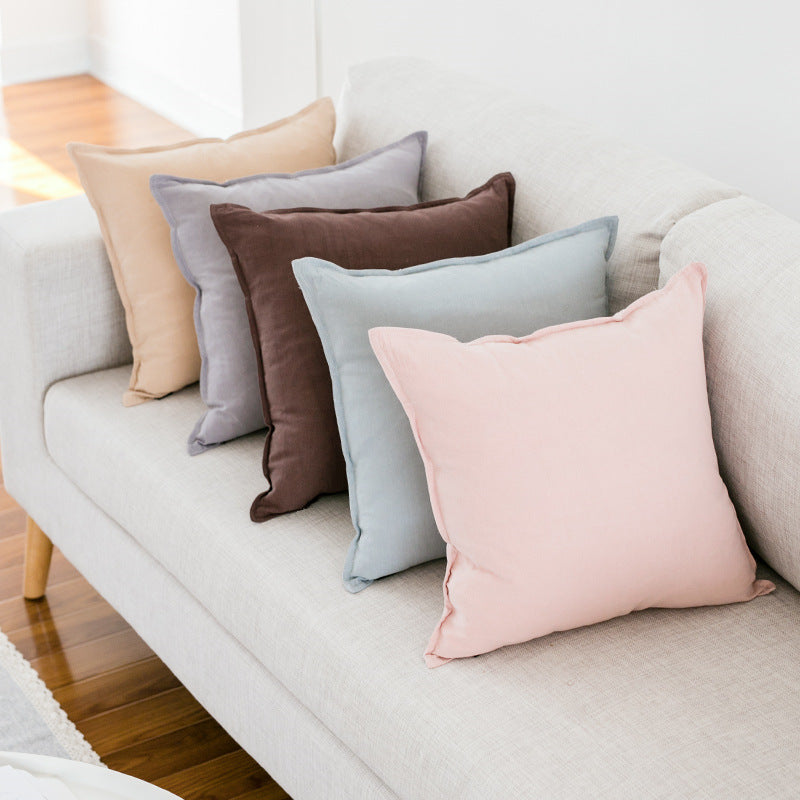 Square sofa and floor cushion cover made of pigment-dyed cotton-linen blend with concealed zipper
