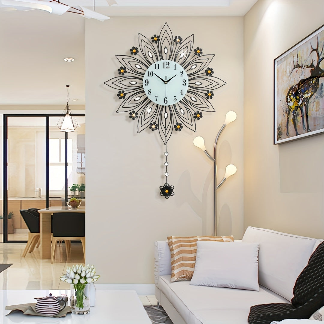 Elegant Floral Wall Clock with Luxurious Gold Accents | Stornfield