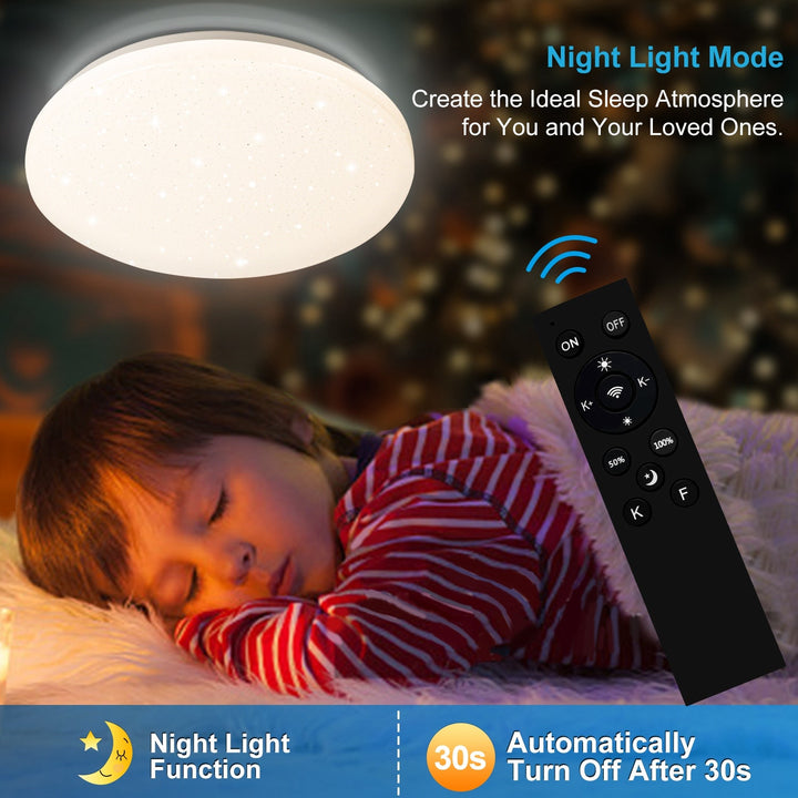 24W LED Ceiling Light Dimmable with Starry Sky Effect | Stornfield