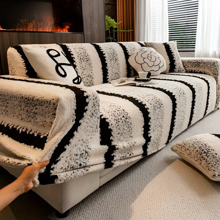 Plush sofa cover (2 pieces) – Soft, warm and decorative | Protects your sofa stylishly | Stornfield