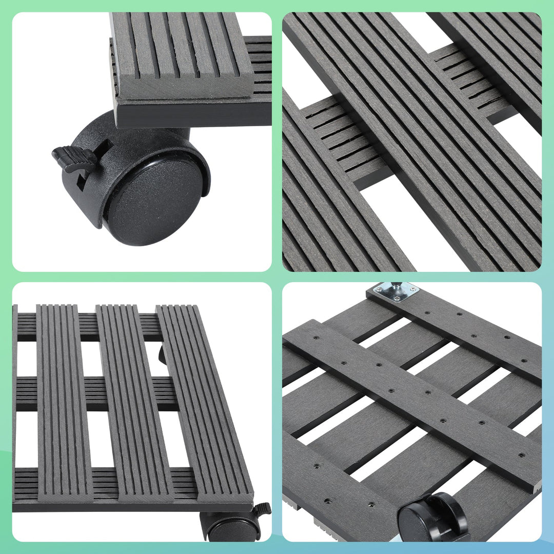 WPC Plant Roller Square with Wheels Load Capacity 80 kg | Stornfield