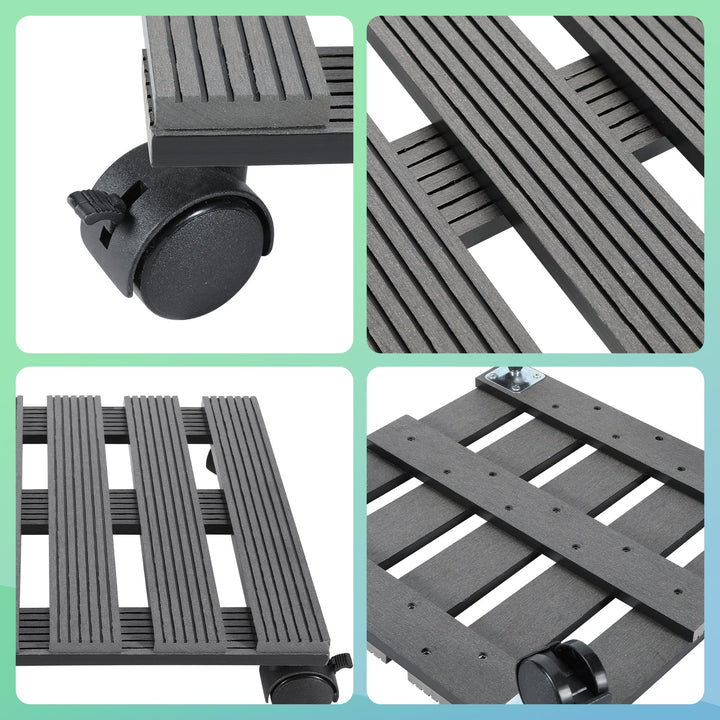 WPC Plant Roller Square with Wheels Load Capacity 80 kg | Stornfield