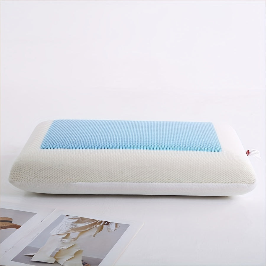 1pc Ergonomic Memory Foam Pillow with Breathable Mesh and Cooling Gel Core - Supports Neck and Back for Comfortable Sleep | Stornfield