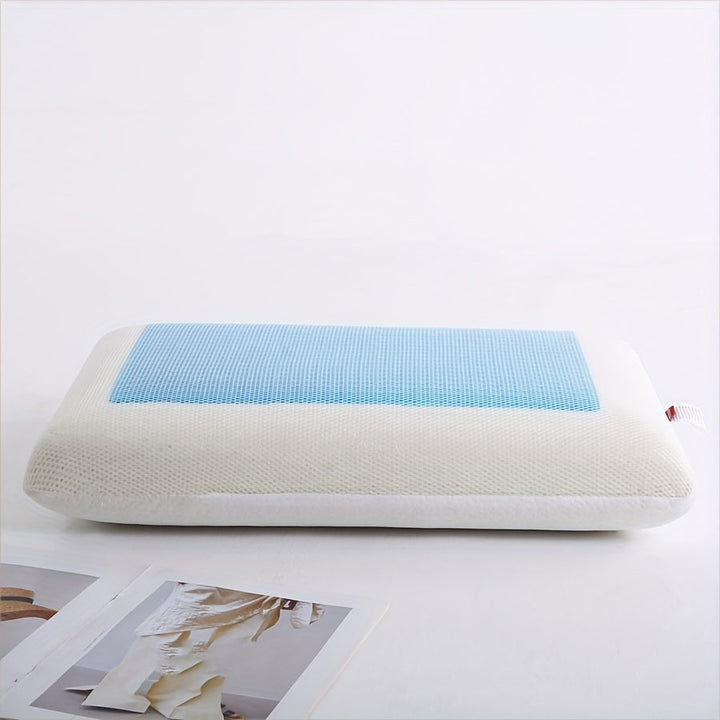 1pc Ergonomic Memory Foam Pillow with Breathable Mesh and Cooling Gel Core - Supports Neck and Back for Comfortable Sleep | Stornfield