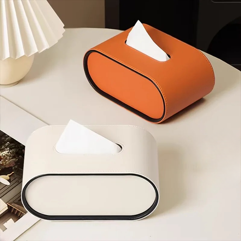TissuLuxe Oval – Leather Kleenex Box Cover for Living Room, Car & Office | Stornfield