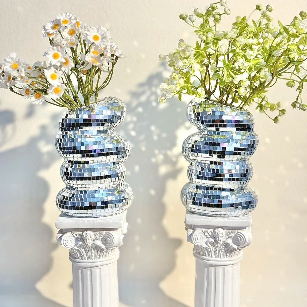 Stornfield Mirrored Disco Ball Vase with Retro Charm and Modern Appeal