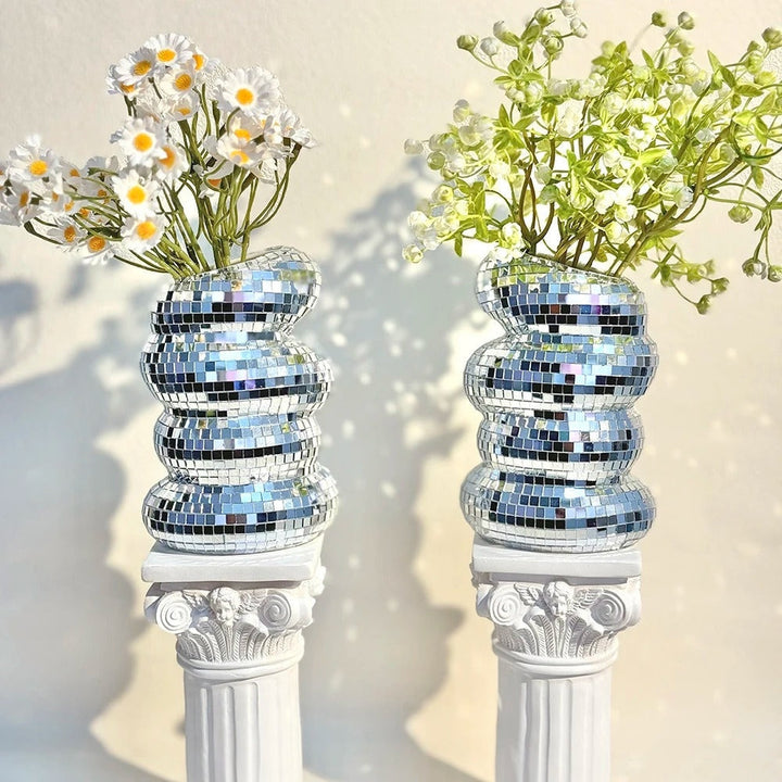 Stornfield Mirrored Disco Ball Vase with Retro Charm and Modern Appeal