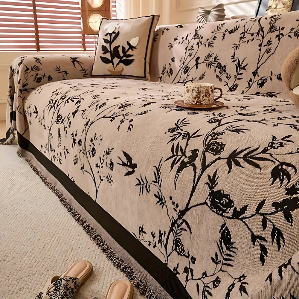 Floral Chenille Sofa Throw | Stornfield
