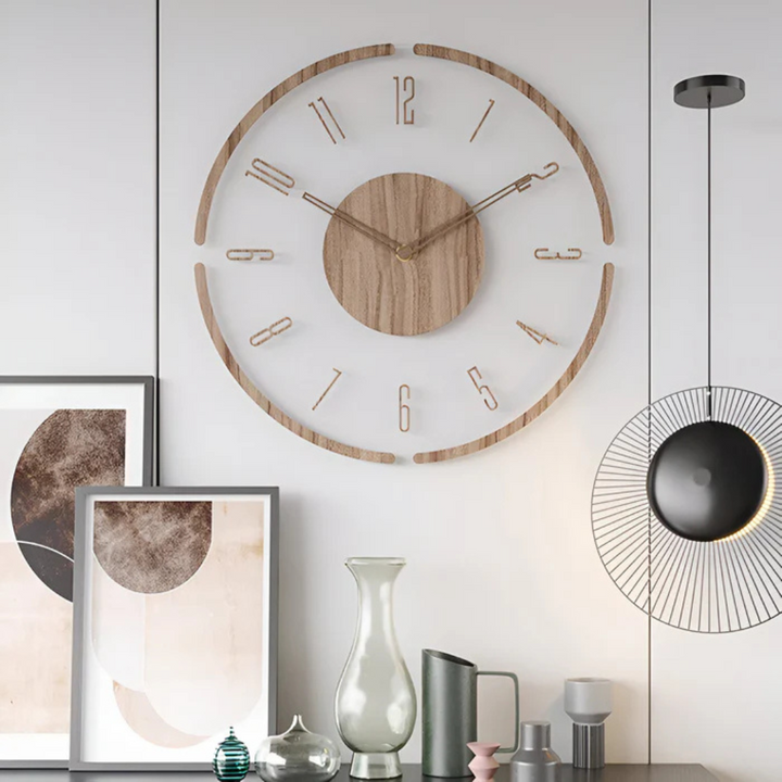 Silent Wall Clock WoodLight – Modern Clock with Acrylic Design for Living Room | Stornfield