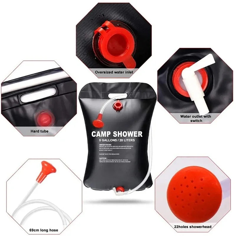 Portable Solar Heated Camping Shower Bag | Stornfield
