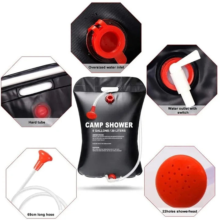 Portable Solar Heated Camping Shower Bag | Stornfield