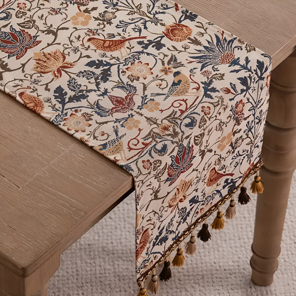 Stornfield | Vintage Floral & Bird Jacquard Table Runner