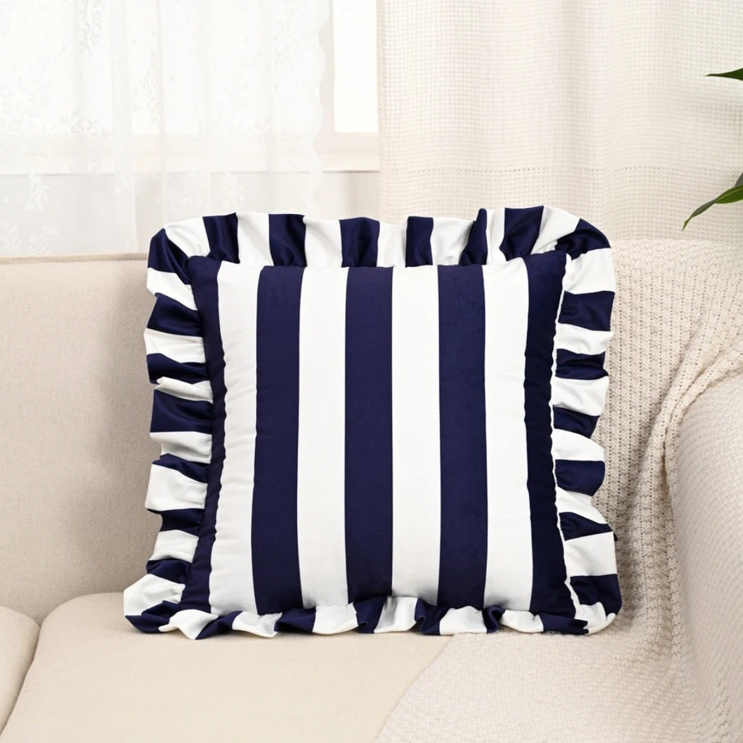 Stornfield | Retro Striped Ruffle Cushion Cover