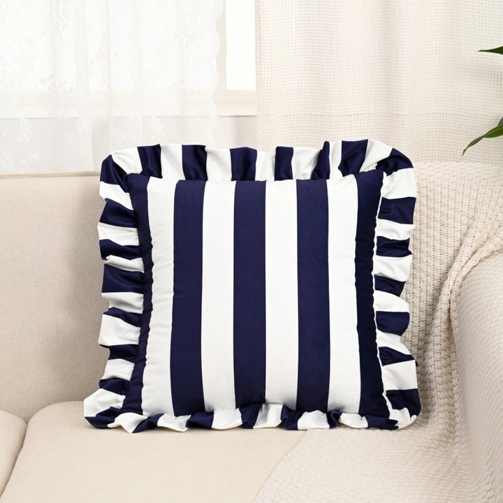 Stornfield | Retro Striped Ruffle Cushion Cover