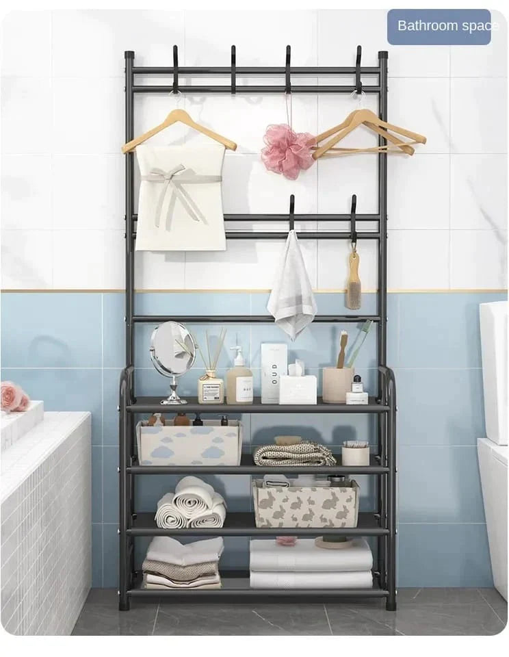 Stornfield 5-Layer Multifunction Shoe Rack with Clothes Rail