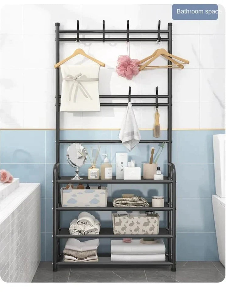 Stornfield 5-Layer Multifunction Shoe Rack with Clothes Rail