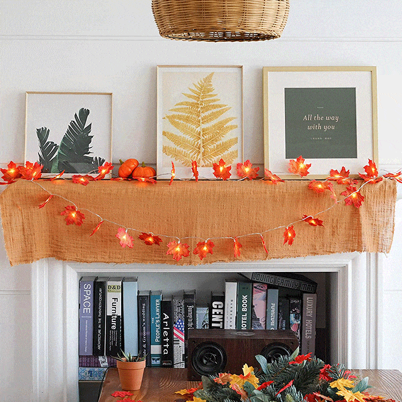 Thanksgiving Décor Fall Maple Leaf String Lights | Stornfield
