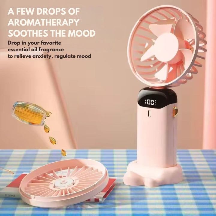 Rechargeable Handheld Mini Fan | 5-Speed, 90-Degree Adjustable & Quiet for Office, Home & Outdoor Use | Stornfield