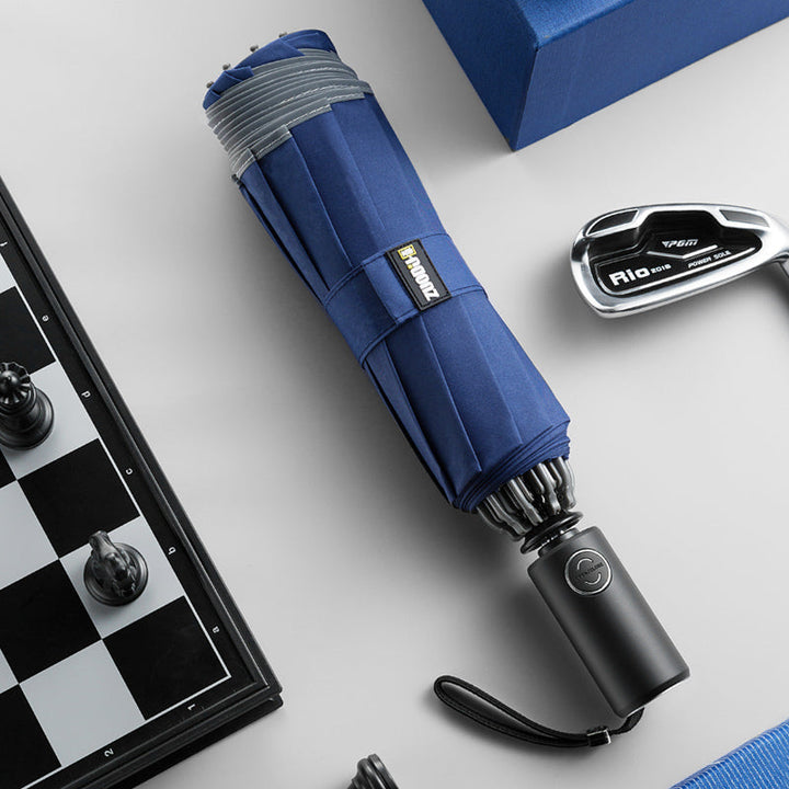Stornfield | Windproof Reverse Folding Umbrella with LED, Auto Open/Close Design, Safe Reflective Tape & Sturdy 10 Ribs