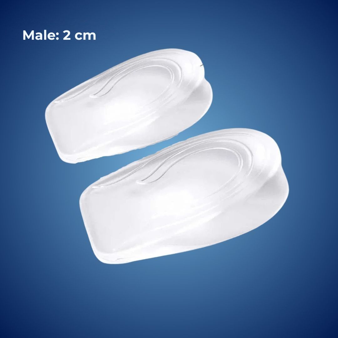 LiftComfort Silicone Gel Heel Lifting Inserts | Height Increase - Pain Relief for Plantar Fasciitis - Shock Absorption - Better Posture Stornfield