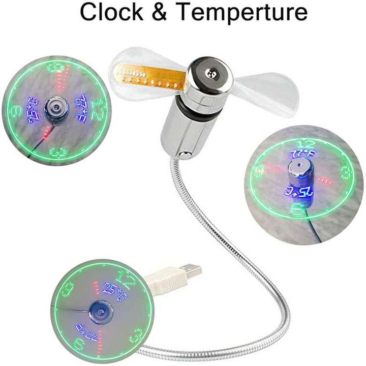 USB Fan with LED Clock Lighting | Stornfield