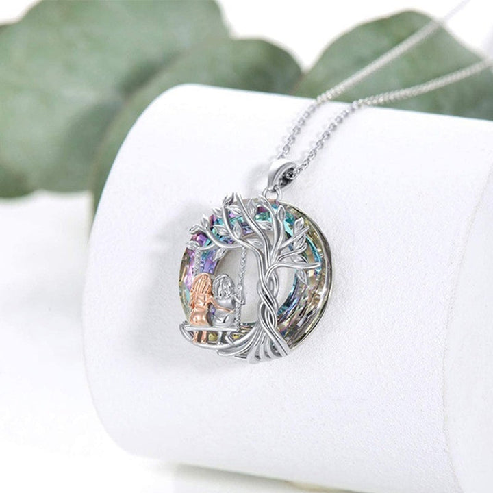 Stornfield | Tree of Life Sister on the Swing Cry-stal Pendant Necklace