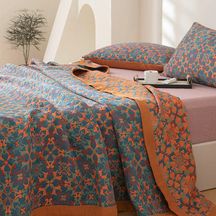 Stornfield | & Blue Pattern Six-Layer Cotton Quilt - TerraLoom