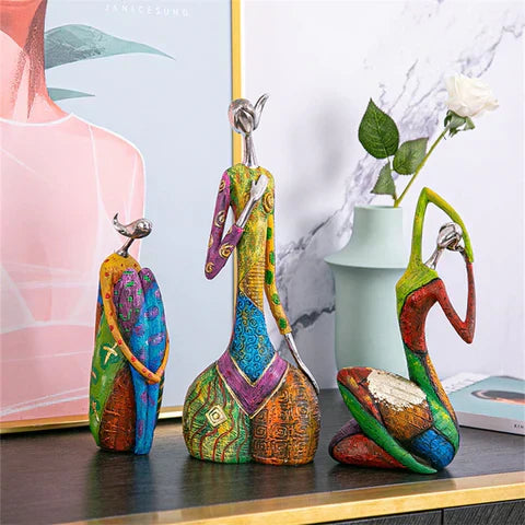 Stornfield | Modern Abstract Woman Sculptures – Handcrafted Colourful Resin Art for Home Decor