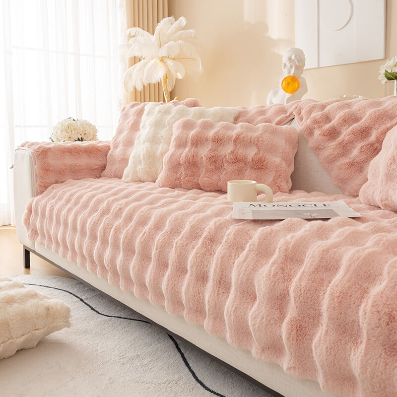 Ultra-soft rabbit plush sofa cushions for cozy elegance | Stornfield