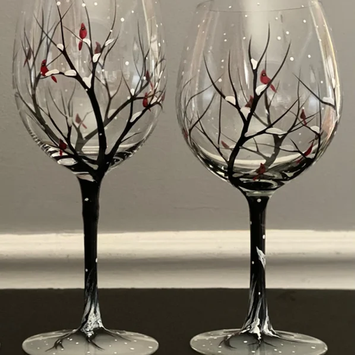 Stornfield | Four Seasons Tree Wine Glasses - Hand-painted