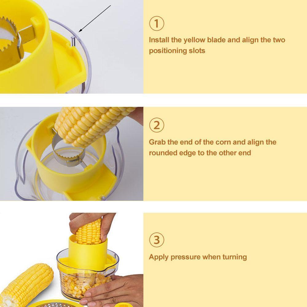 Cob Corn Stripper With Built-In Measuring Cup And Grater | Stornfield