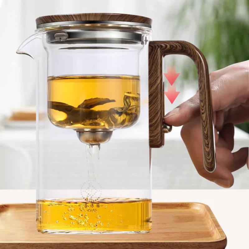 Stornfield Heat-Resistant Glass Teapot with Wooden Handle – Elegant Infuser Pot