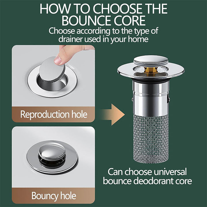 Stainless Steel Sink Drain Strainer Hair Catcher, Bounce Floor Drain Filter | Stornfield