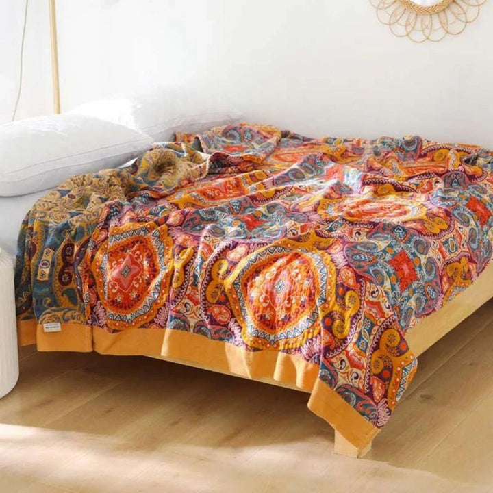 Sunrise Boho Reversible Blanket, 100% Cotton Cooling Quilt | Stornfield