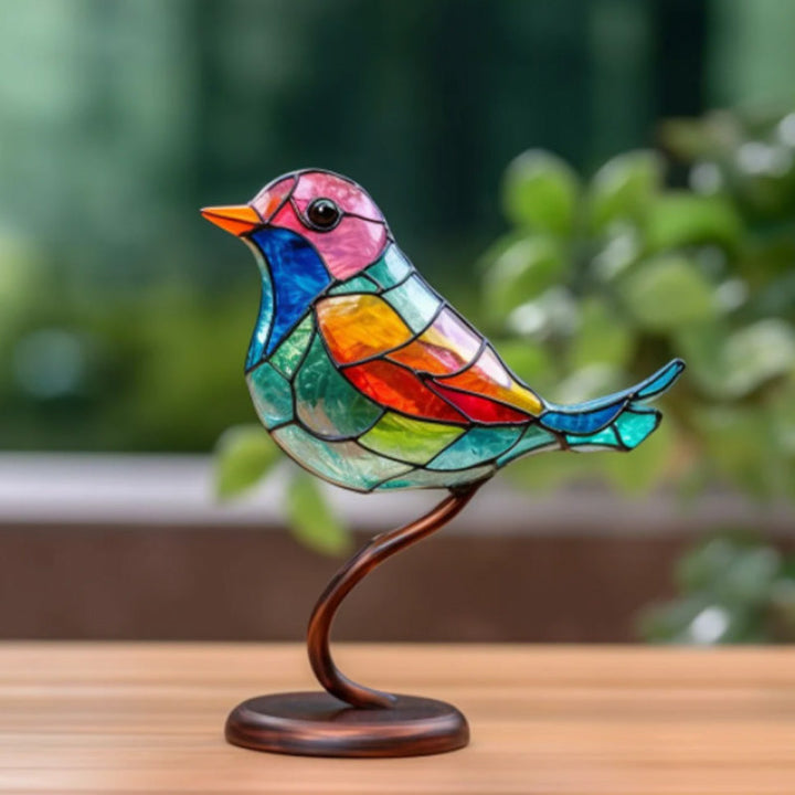 Stornfield | Stained Glass Birds on Branch Desktop Ornaments