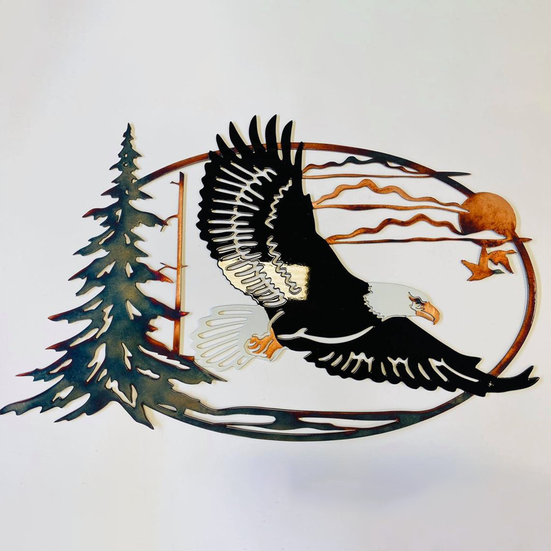 Stornfield | Scène de chasse au canard solitaire et de pêche à la truite Art mural créatif en métal