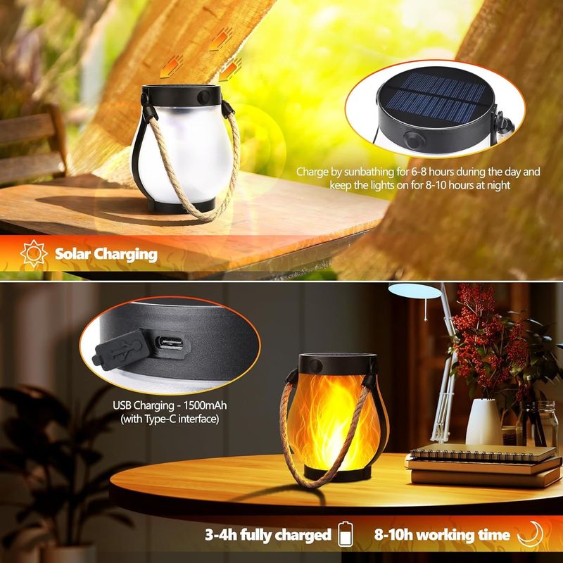 Stornfield | Solar Outdoor Hemp Rope Flame Lamp