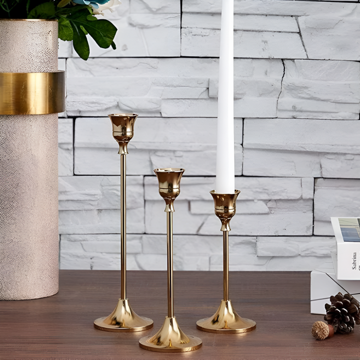 Gold Taper Candle Holder Set | Stornfield