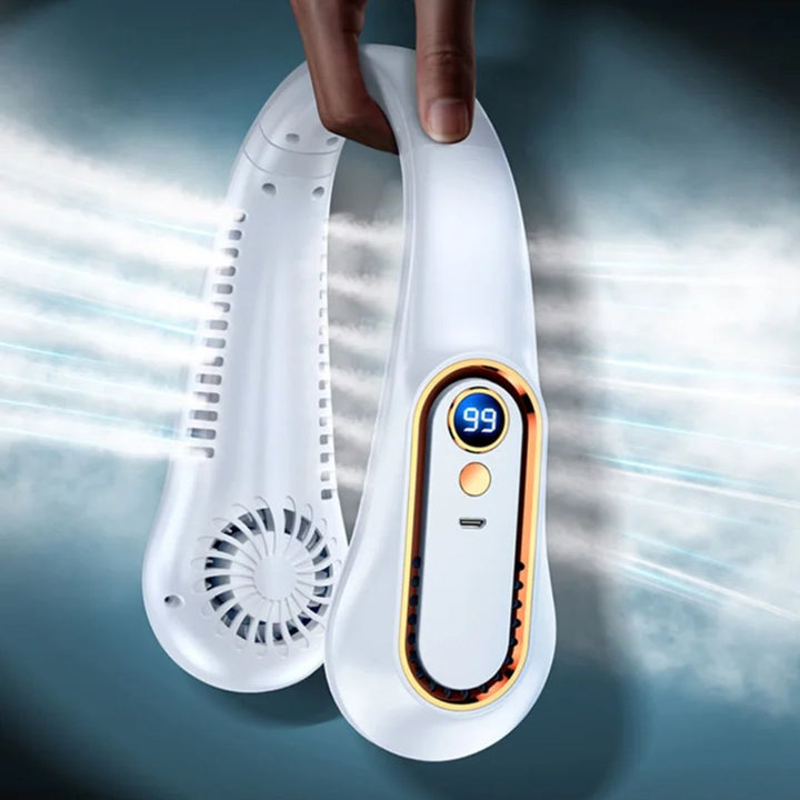 CoolEase | Portable Neck Fan – Hands-Free Bladeless Cooling – Five Speeds USB-C – Travel Office Commute Stornfield