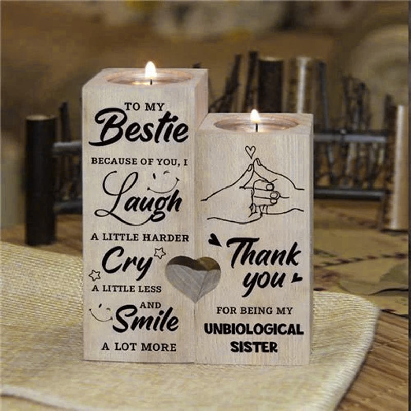 Smile A Lot More - Wooden Candle Holder with Candle Gift for Your Loved Ones | Stornfield