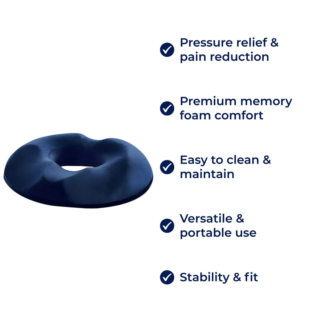 SitRelief | Donut Seat Cushion - Coccyx and Hemorrhoid Relief - Memory Foam - Washable Cover - Office, Travel, Post-partum Use Stornfield