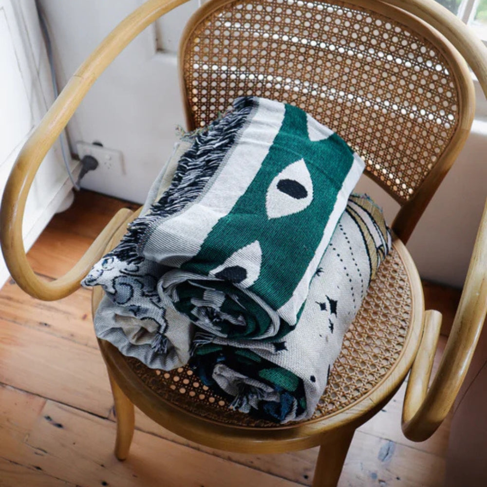 Cotton Snake Labyrinth Throw Blanket – Reversible Design | Stornfield
