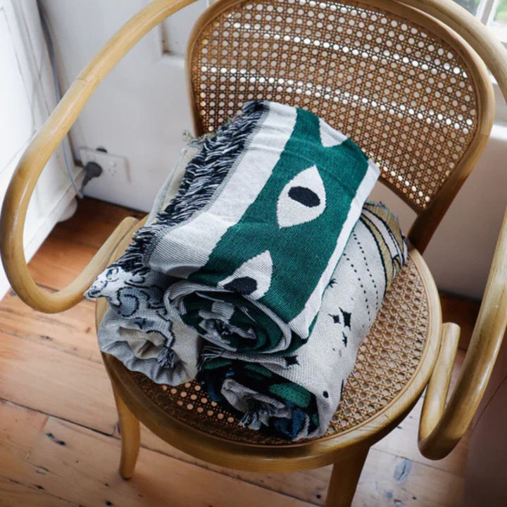 Cotton Snake Labyrinth Throw Blanket – Reversible Design | Stornfield