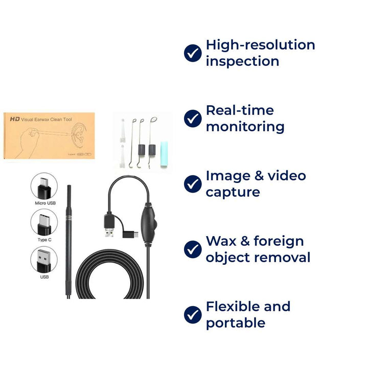 EarVision Professional Ear Endoscope – HD Inspection – Live Monitoring – Capture Images & Video – Removes Wax & Foreign Objects Stornfield