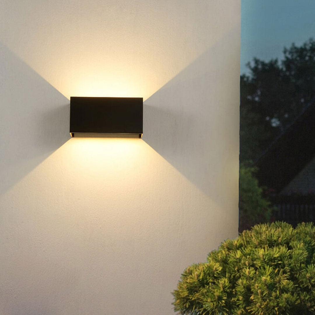 Modern Outdoor Waterproof Rectangular LED Up and Down Illuminated Outdoor Wall Sconce Lamp | Stornfield