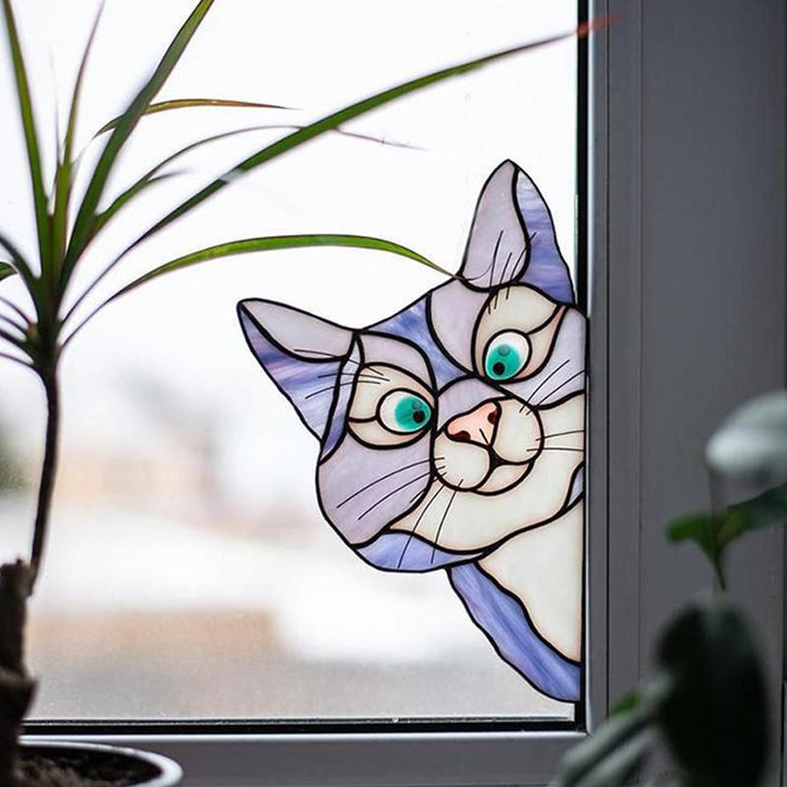 Handmade Stained Glass Cat Suncatcher for Window | Stornfield