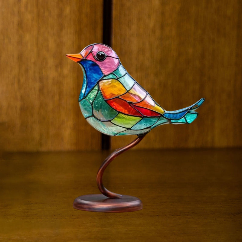 Birds on Branches Stained Glass Ornaments | Stornfield