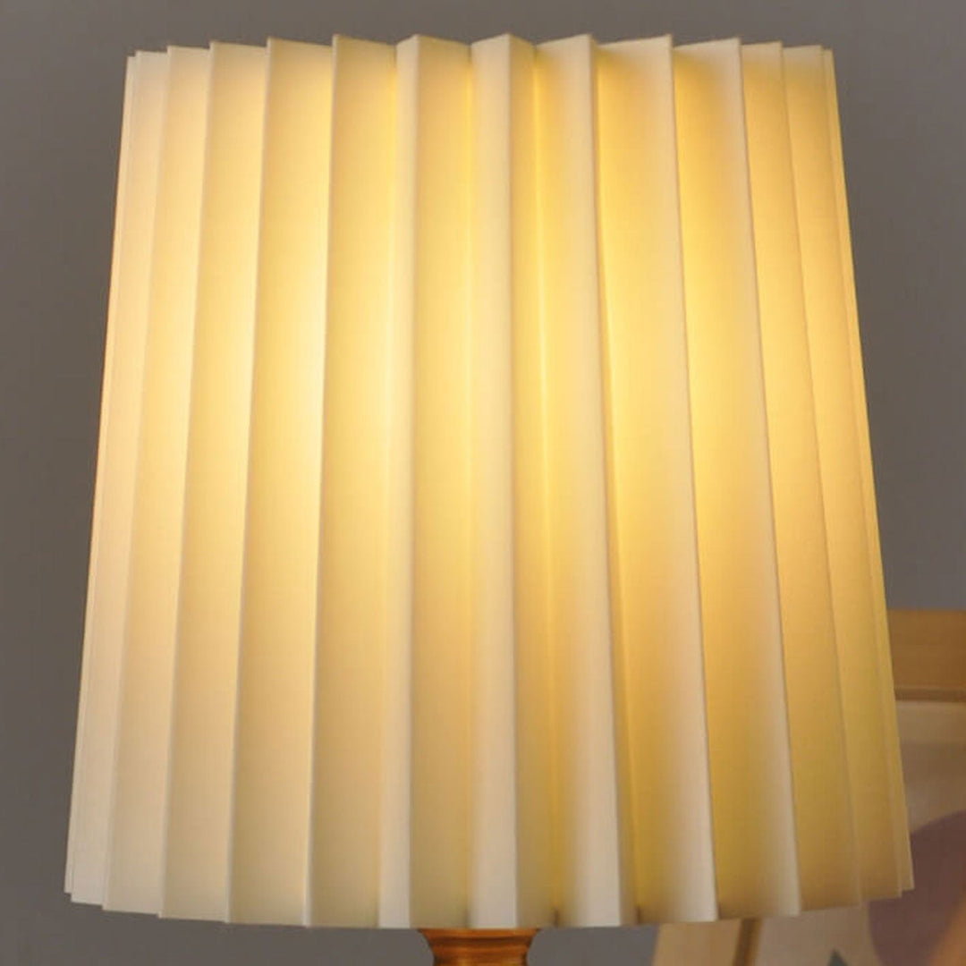 Stornfield | Vintage Korean Solid Wood Pleated Column Table Lamp with 1 Light