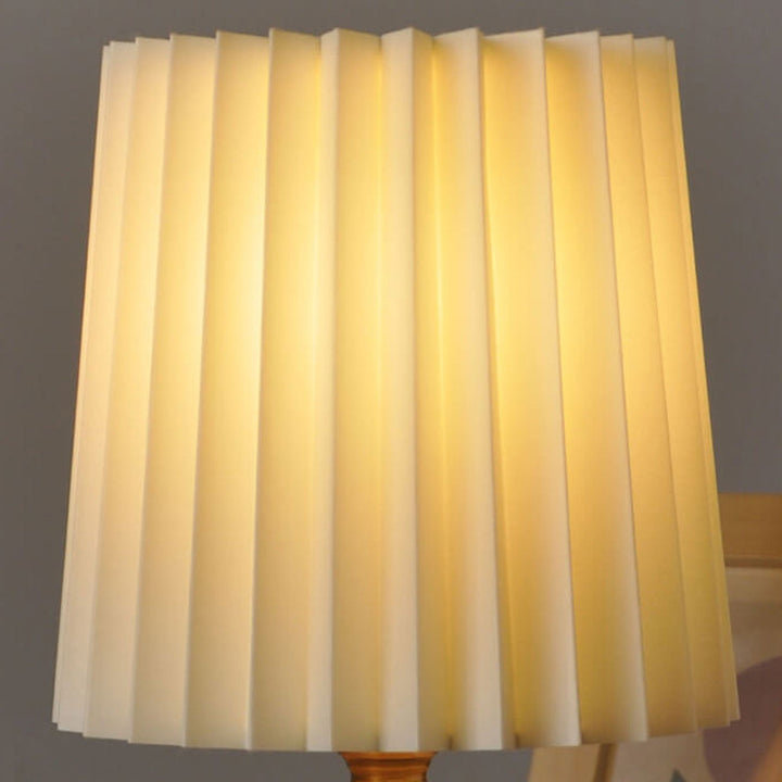 Stornfield | Vintage Korean Solid Wood Pleated Column Table Lamp with 1 Light